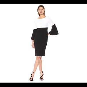 Calvin Klein Color Blocked Bell Sleeve Dress